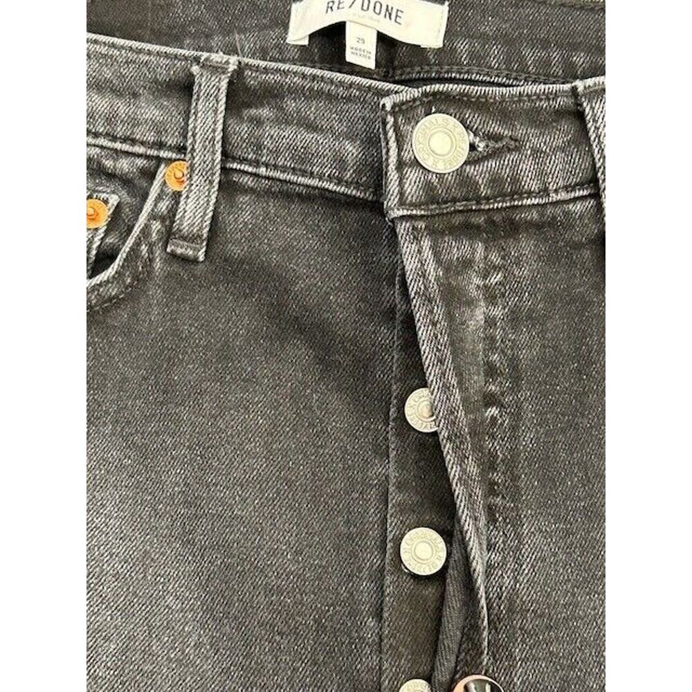 RE/DONE Womens 70s Stove Pipe Straight Leg Jeans Raw Hem Denim Black Size 29 NWT - Picture 4 of 12